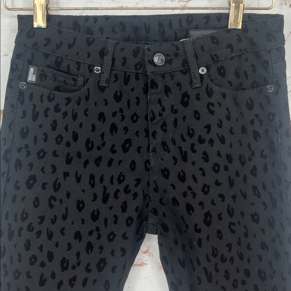 LOVE MOSCHINO Flocked Velvet/Cotton Pants, Size 26